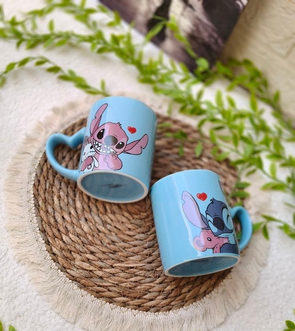 Stitch & Angel Blue Heart Mugs
