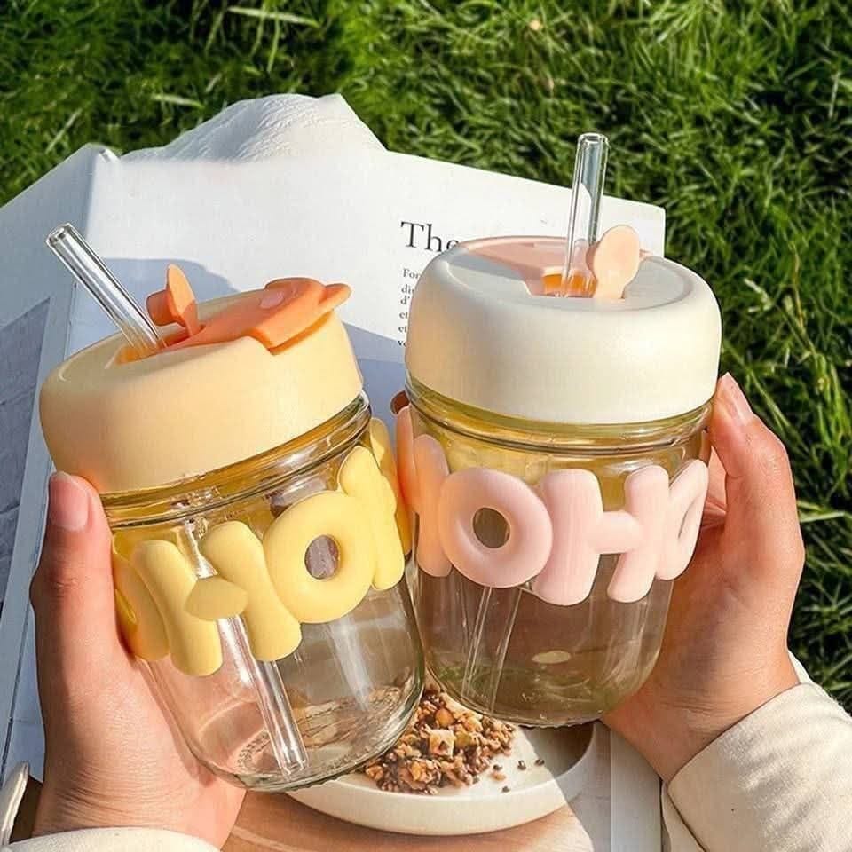 HOHA Glass Cup — Yellow & Pink