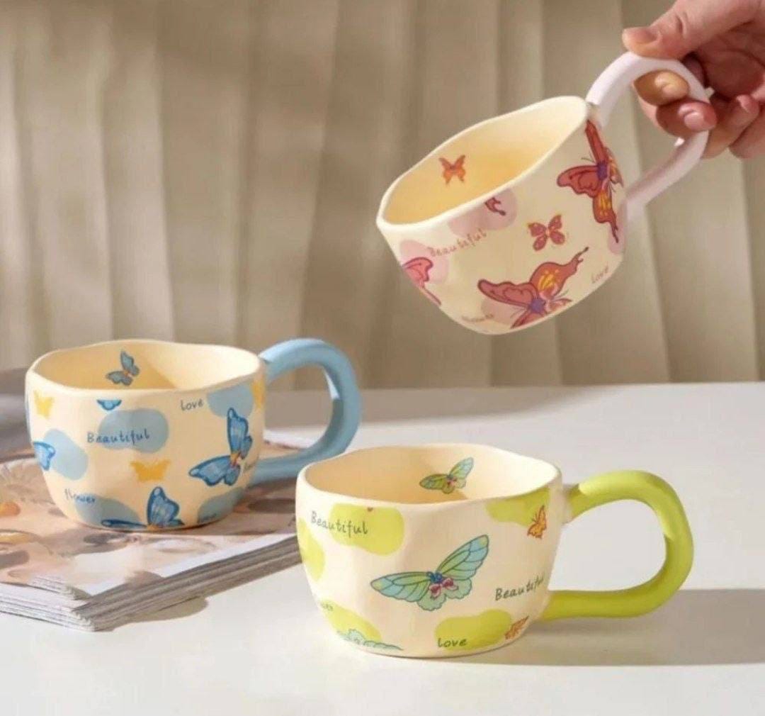 Butterfly Print Ceramic Mugs