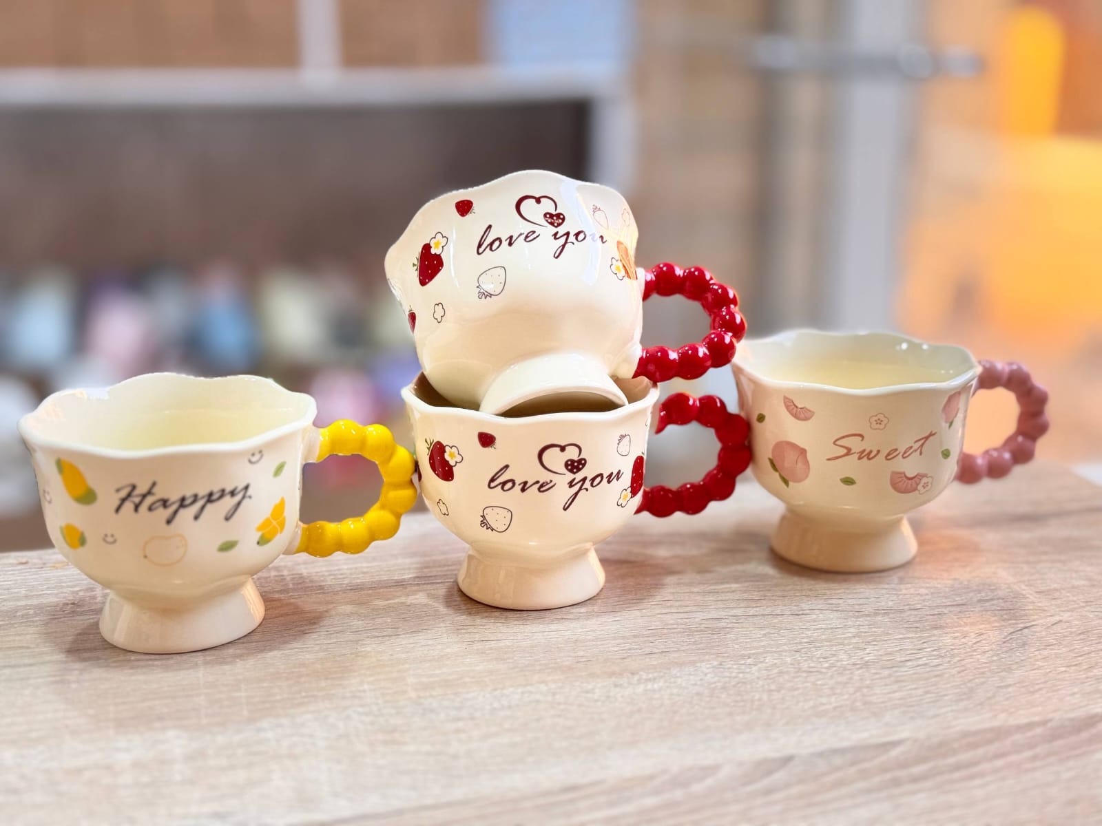 Sweet Ceramic Footed Mugs